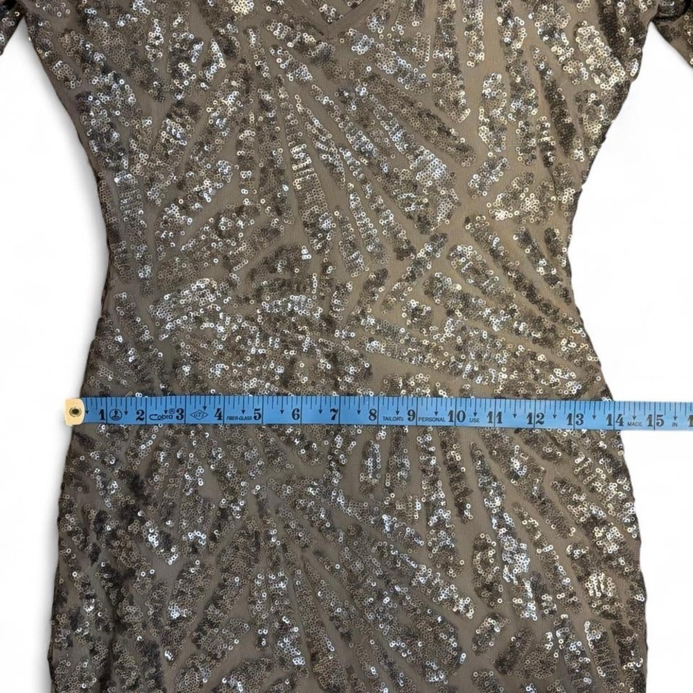 BCBGMaxAzria Metallic Sequin Long Sleeve Dress - Picture 4 of 6
